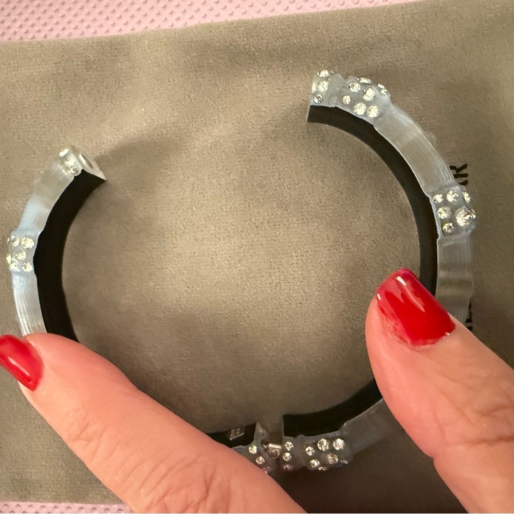 Alexis Bittar Punk Deco Lucite and Crystal Hinged Bangle - Picture 4 of 6